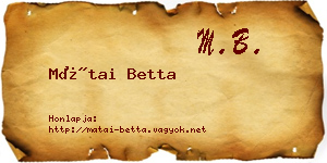 Mátai Betta névjegykártya
